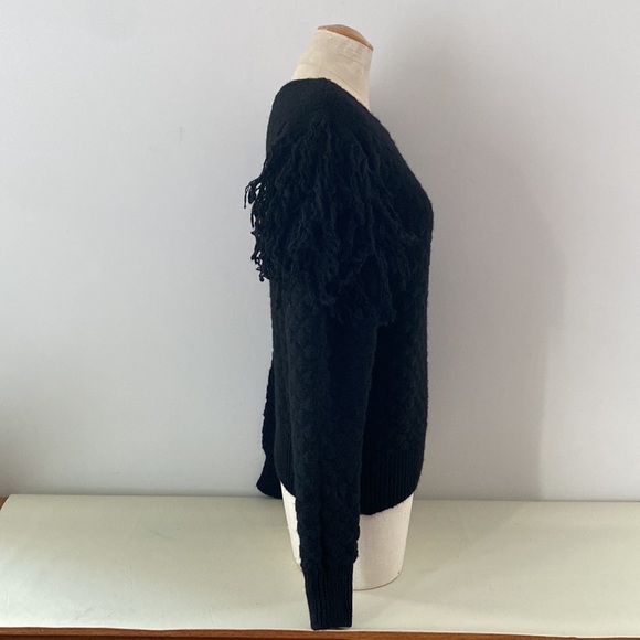 Niccolai long sleeved black sweater w  crew neck and fringe on sleeves. Med. NWT - Picture 4 of 10